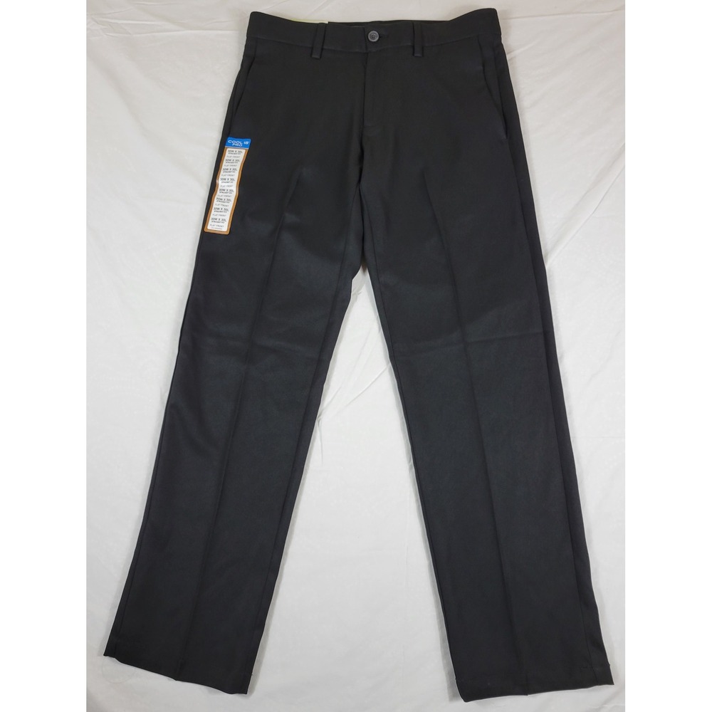 Haggar Cool 18 Pro Mens Straight Fit Pants‎ 30x30 (Fits 32x30) Black Flat Front